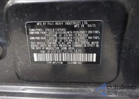 2013 Subaru Xv Crosstrek 2.0I Limited from USA, damaged, VIN JF2GPAKC2D2861425